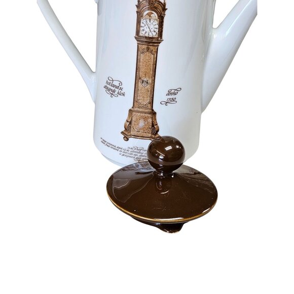 Mitterteich Porzellan Coffee Tea Pot With Brown Lid & Clock Design - Picture 6 of 12